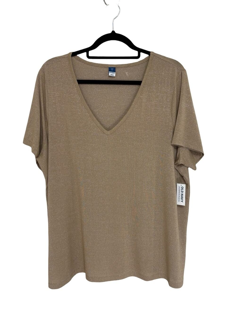 NEW Old Navy Luxe V-Neck Tee in Gold Shimmer - Size XL